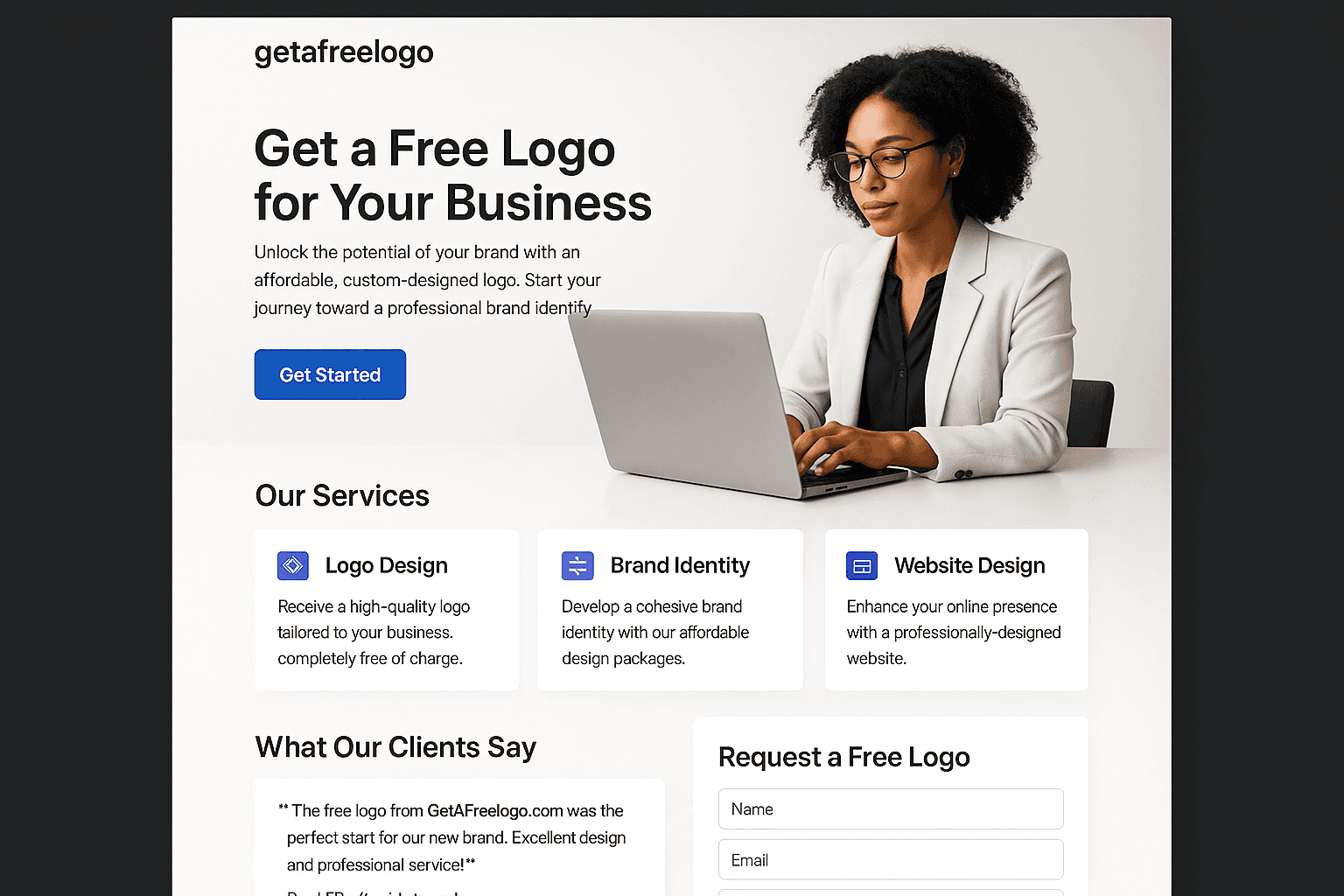 getafreelogo.com website mockup